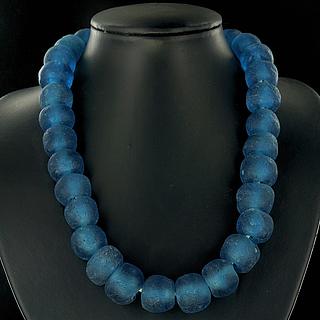 Large blue Ghaneen glass beads necklace 05.11.919